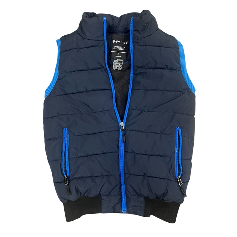 Wantdo Navy Puffer youth Vest with Blue Trim size 8